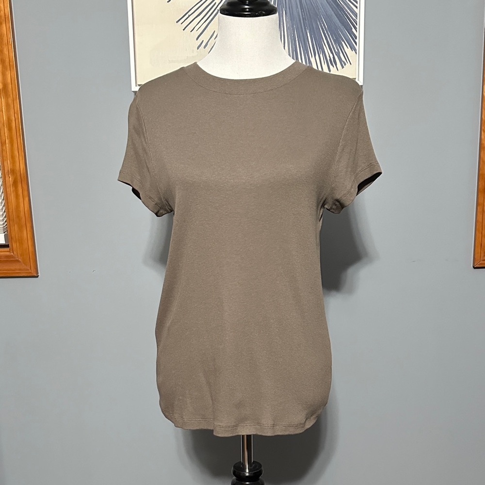 A New Day Tan Women's short sleeve ribbed tshirt sz XL NWOT